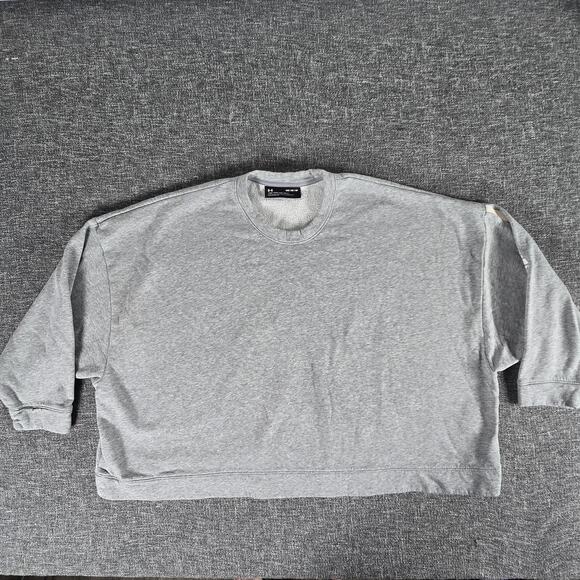 Under Armour Women's Rival Fleece Crewneck Oversized Sweatshirt Sz M Gray - Picture 1 of 9